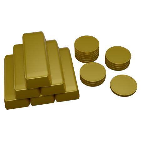 Goldbarren und Münzen  3D Icon