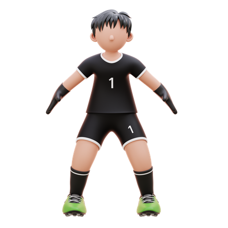 Goleiro acerta o gol com bola  3D Illustration