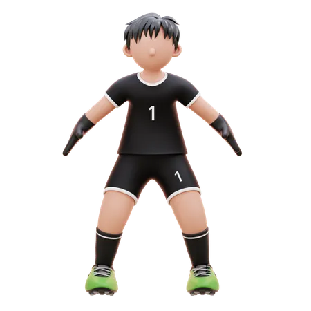 Goleiro acerta o gol com bola  3D Illustration