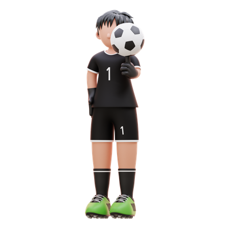 Goleiro joga com bola  3D Illustration