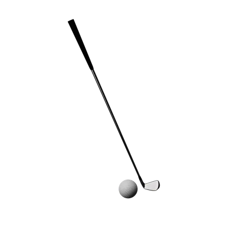 Golf Ball and Stick  3D Icon