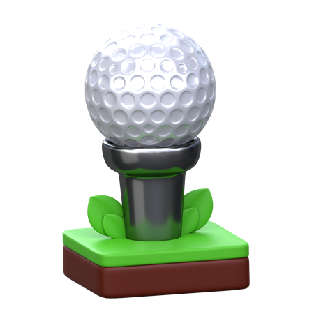 Golf Ball on Stand  3D Icon