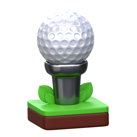 Golf Ball on Stand  3D Icon