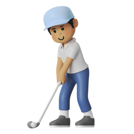 Golf Chip in Boy  3D Illustration