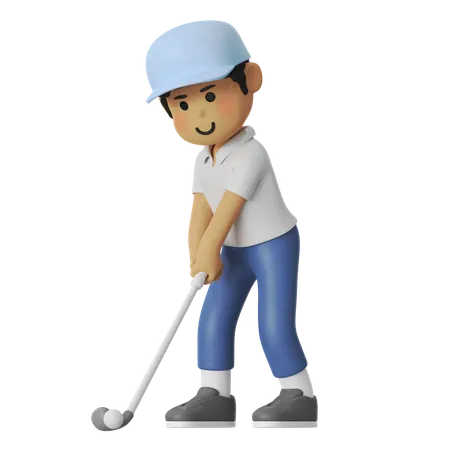 Golf Chip in Boy  3D Illustration