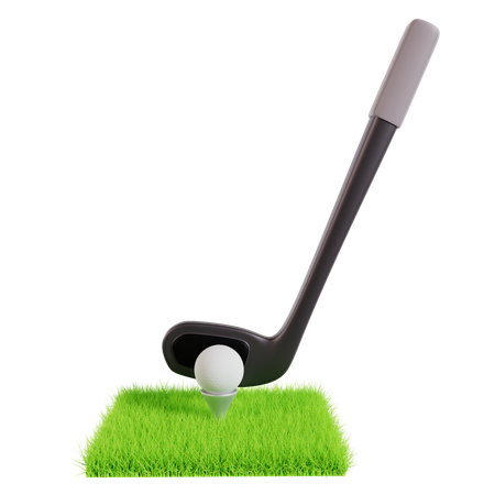 Golf Club and Ball on Grass  3D Icon