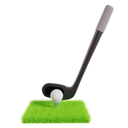 Golf Club and Ball on Grass  3D Icon