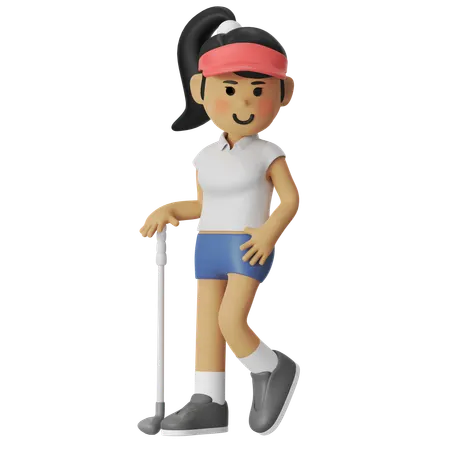 Fille en pose cool de golf  3D Illustration