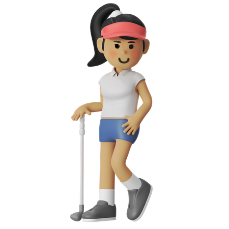 Golf Cool Pose Girl  3D Icon