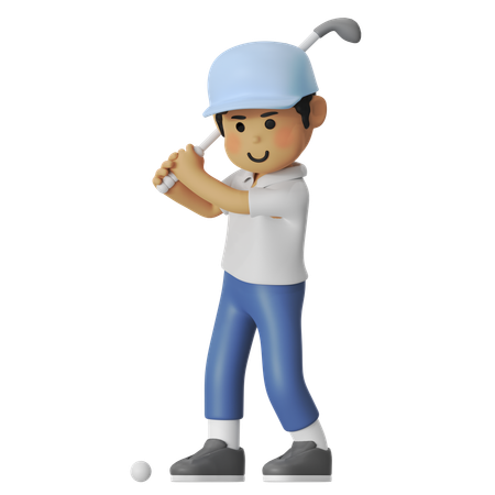 Golf Drive Boy  3D Illustration