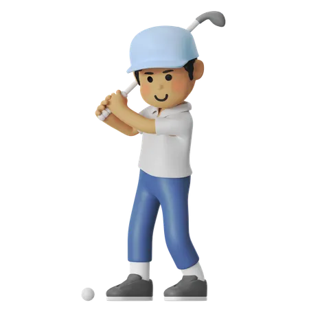 Golf Drive Boy  3D Illustration