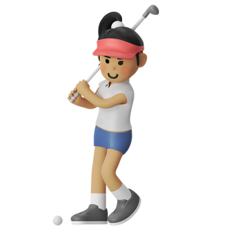 Golf Drive Girl  3D Illustration