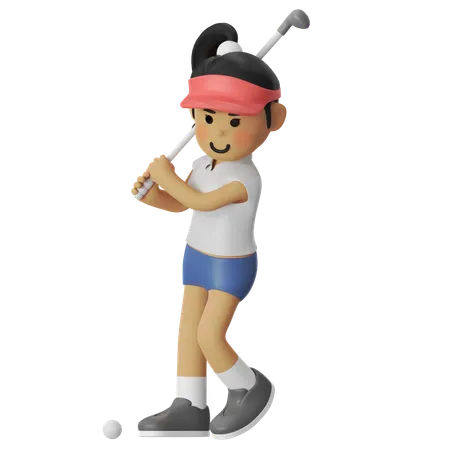 Golf Drive Girl  3D Illustration