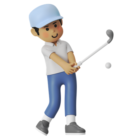 Golf Fairway Shot Boy  3D Illustration