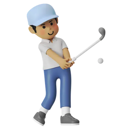 Golf Fairway Shot Boy  3D Illustration