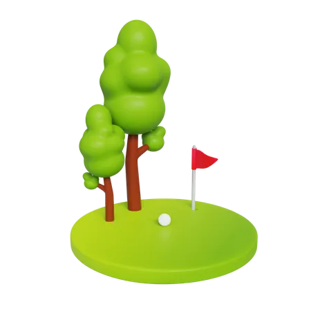 Golf Field 3 D Illustration 3D Icon