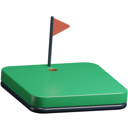 Golf Field + Flag Hole  3D Icon