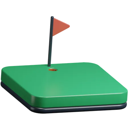 Golf Field + Flag Hole  3D Icon