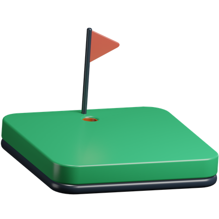 Golf Field + Flag Hole  3D Icon