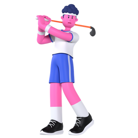 Golf Player  3D Illustration