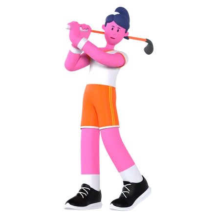 Golf Player  3D Illustration