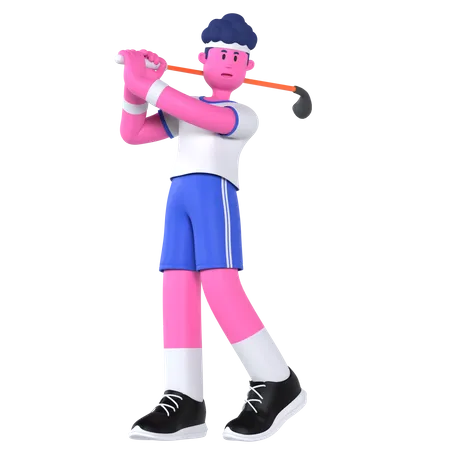 Golf Player  3D Illustration