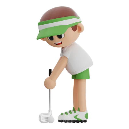 Golf Player Amit Golf Target  3D Illustration