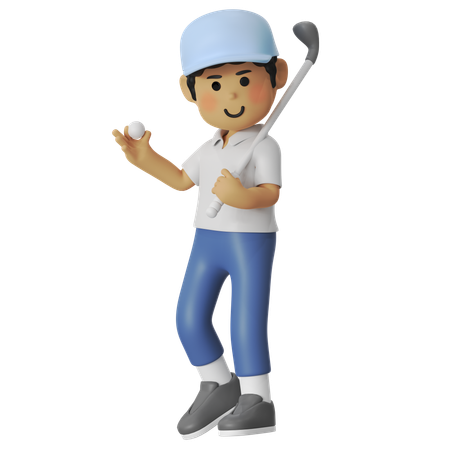 Golf Player boy  3D Icon