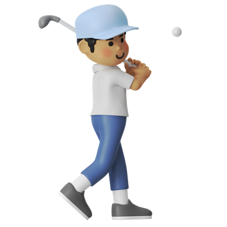 Golf Shot Boy  3D Illustration