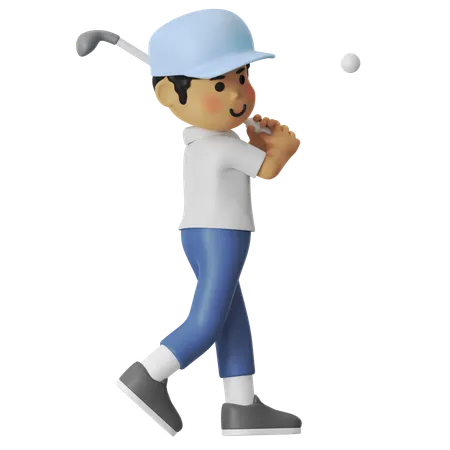 Golf Shot Boy  3D Illustration