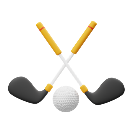 Golf Stick And Ball  3D Icon