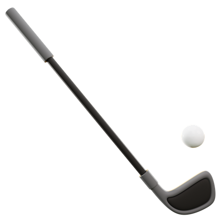 Golf Stick And Ball  3D Illustration