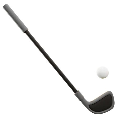 Golf Stick And Ball  3D Illustration