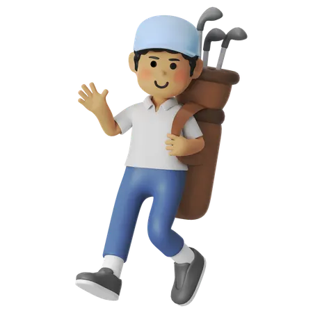 Golf Stick Bag Boy  3D Illustration