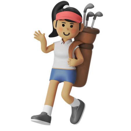 Golf Stick Bag Girl  3D Icon