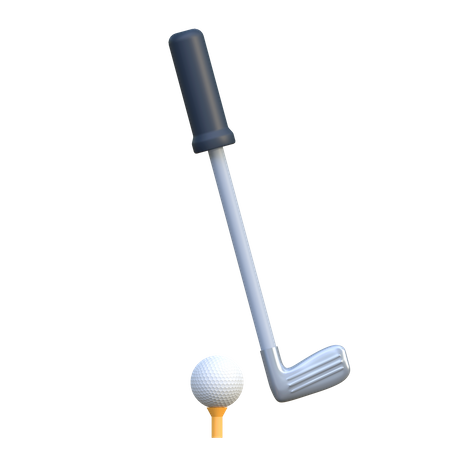 Golf Stick With Golf Ball  3D Icon