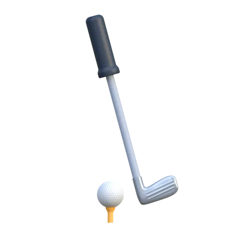 Golf Stick With Golf Ball Icon Sport Equipment 3 D Illustration 3D Icon