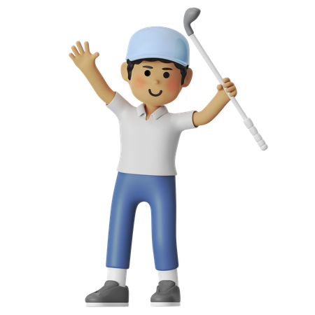 Golf Winner Boy  3D Illustration