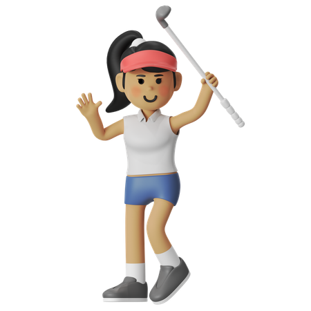 Golf Winner Girl  3D Illustration