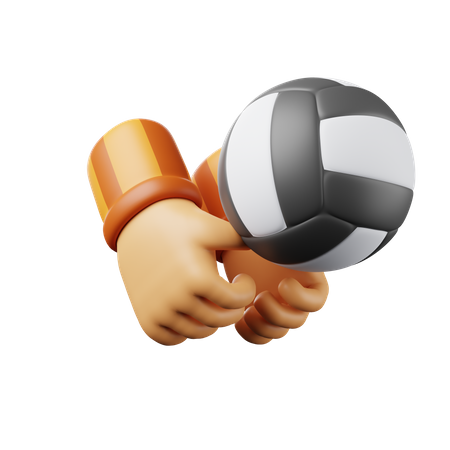 Mano golpeando la pelota de voleibol  3D Illustration