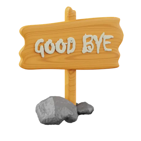 Good Bye Wood Sign  3D Icon