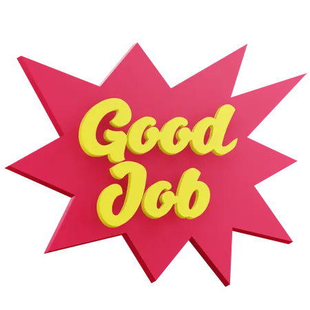3 D Good Job Sticker Text With Transparent Background 3D Icon