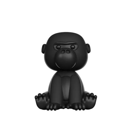 Cute 3 D Character Mountain Gorilla Toy 3D Icon