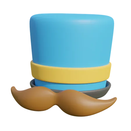 Sombrero de fiesta y bigote  3D Illustration