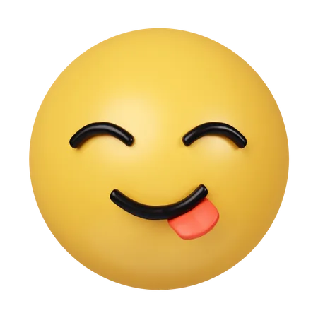 Emoji 3 D Gostoso Emoticon Sorridente Lambendo Os Labios Saboreando A Comida Icone Isolado Em Fundo Cinza Ilustracao De Renderizacao 3 D Caminho De Recorte 3D Icon