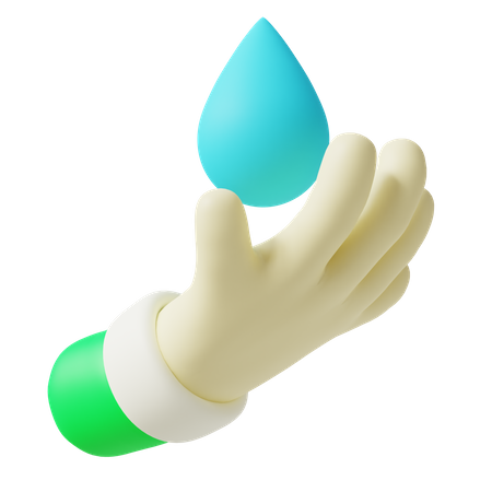 Gota de agua en la mano  3D Icon