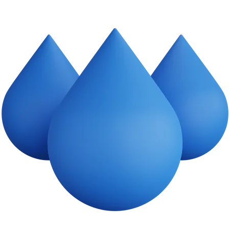 Representacion 3 D De Tres Gotas De Agua Aisladas 3D Icon