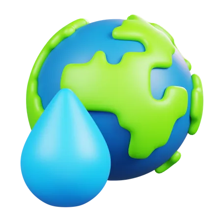 Terre et goutte d'eau  3D Icon