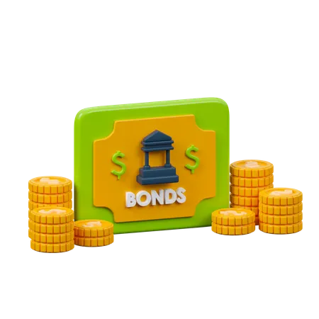 Government Bond Investment 3 D Icon Bonds Document With Stack Of Coin 3D Icon