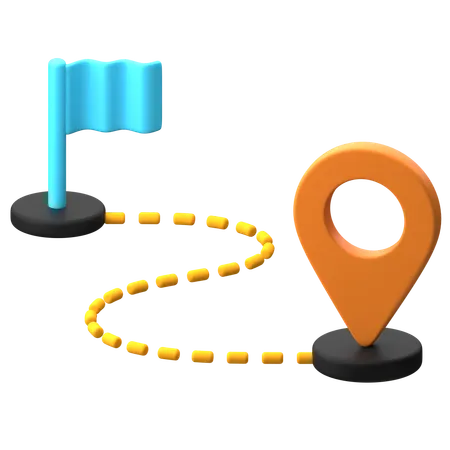 GPS Route  3D Icon